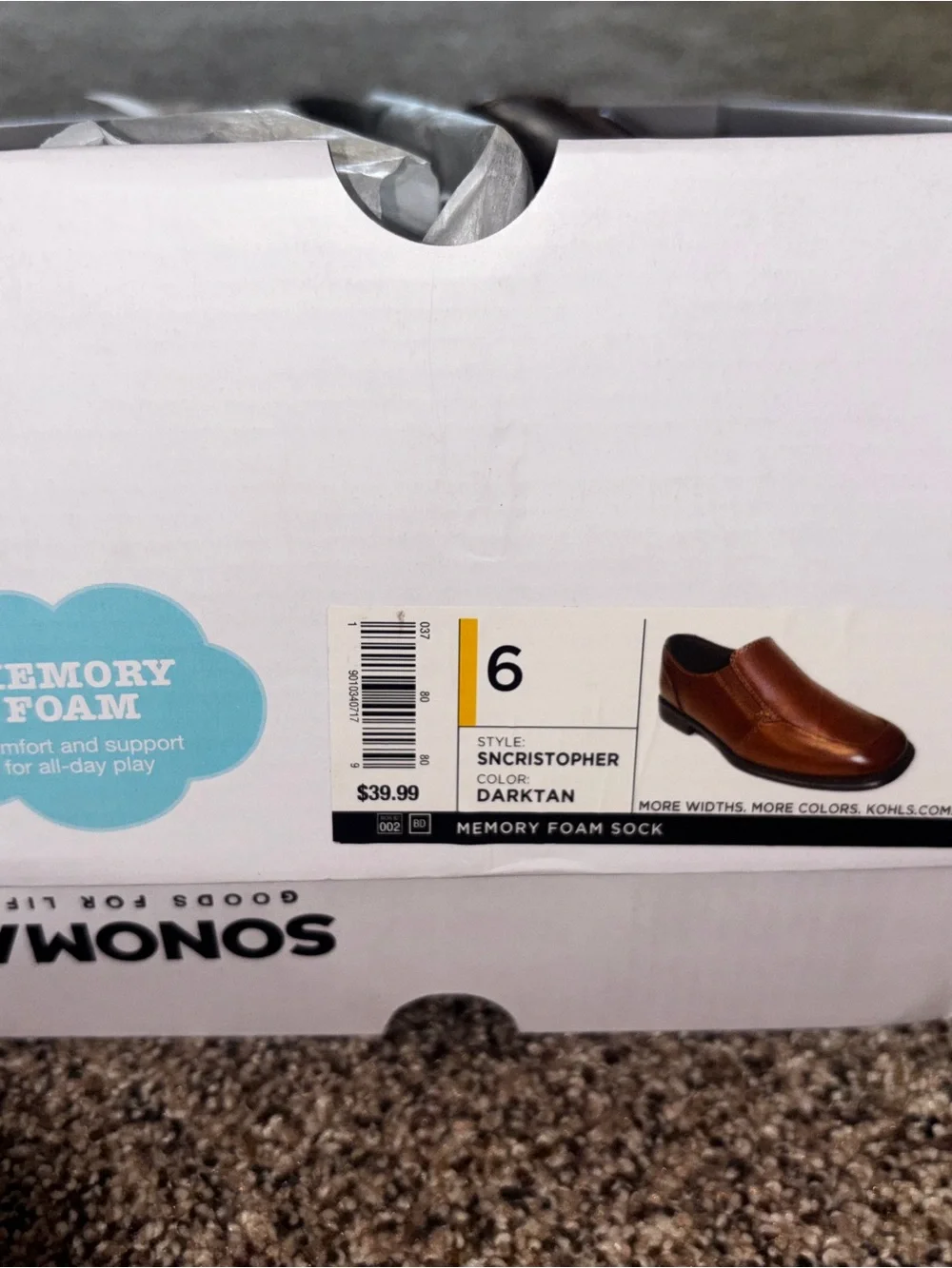 Brown Faux Leather Slip-On Square Toe Dress Shoes Loafers Big Boys Size 6